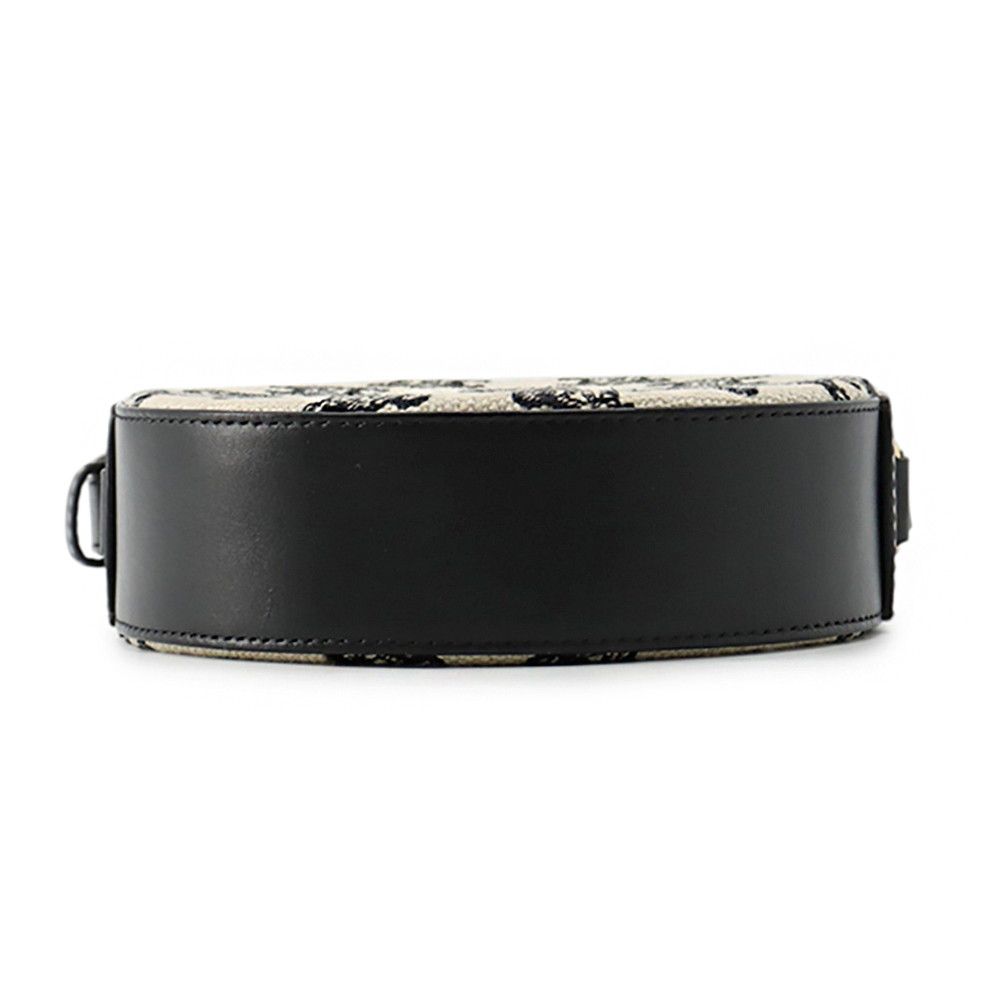 Celine Shoulder Bag Triomphe Round Canvas Leather Black — view 3