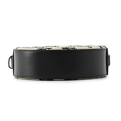 Celine Shoulder Bag Triomphe Round Canvas Leather Black — view 3