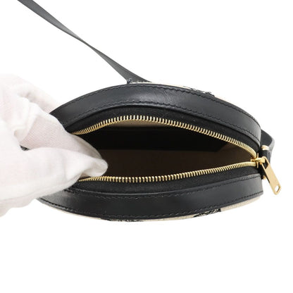 Celine Shoulder Bag Triomphe Round Canvas Leather Black — view 5