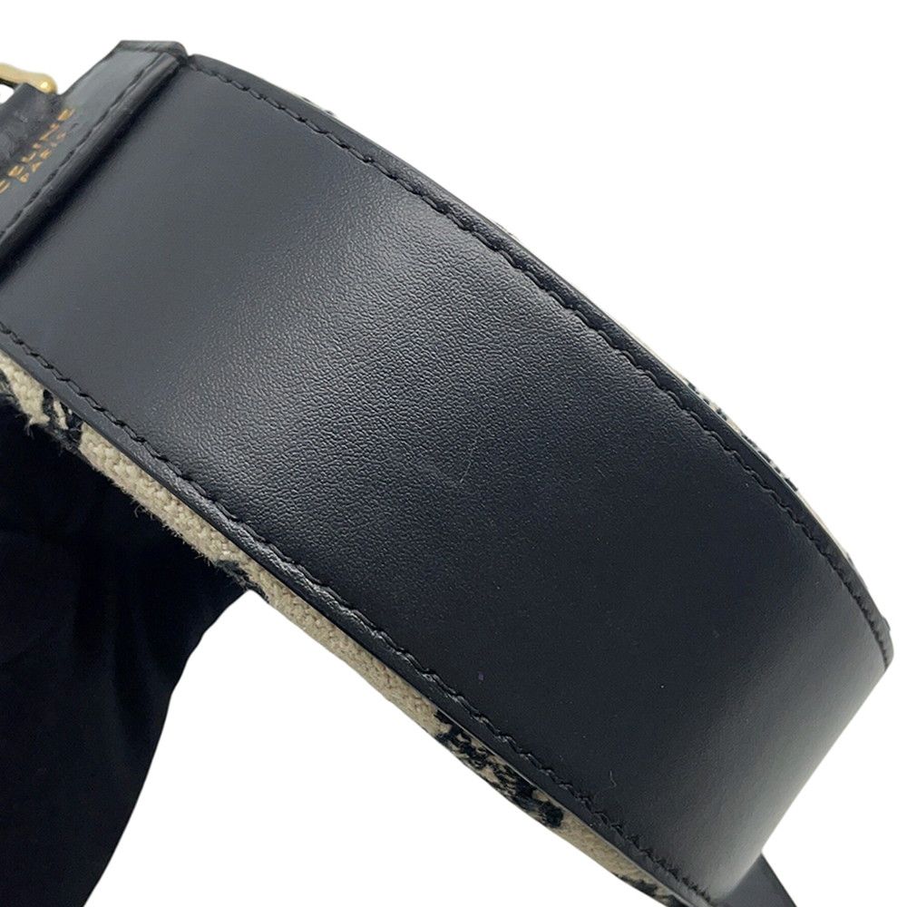 Celine Shoulder Bag Triomphe Round Canvas Leather Black — view 8