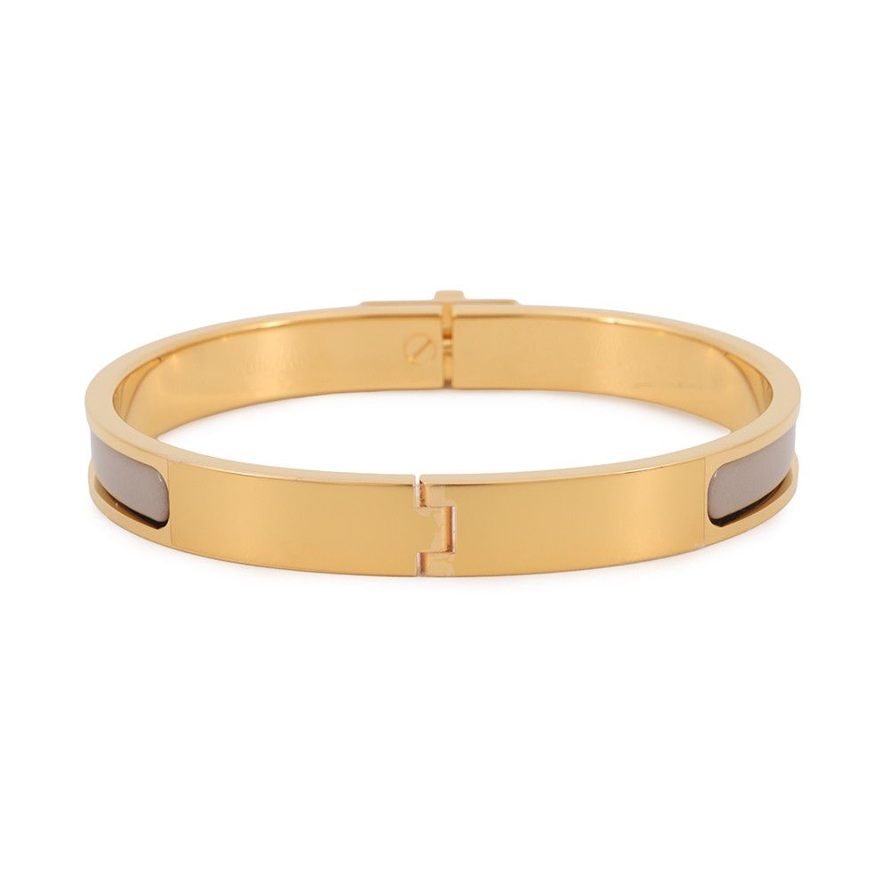 Hermes Bracelet Mini Click Kelly GM Enamel Brown Glace Gold — view 3