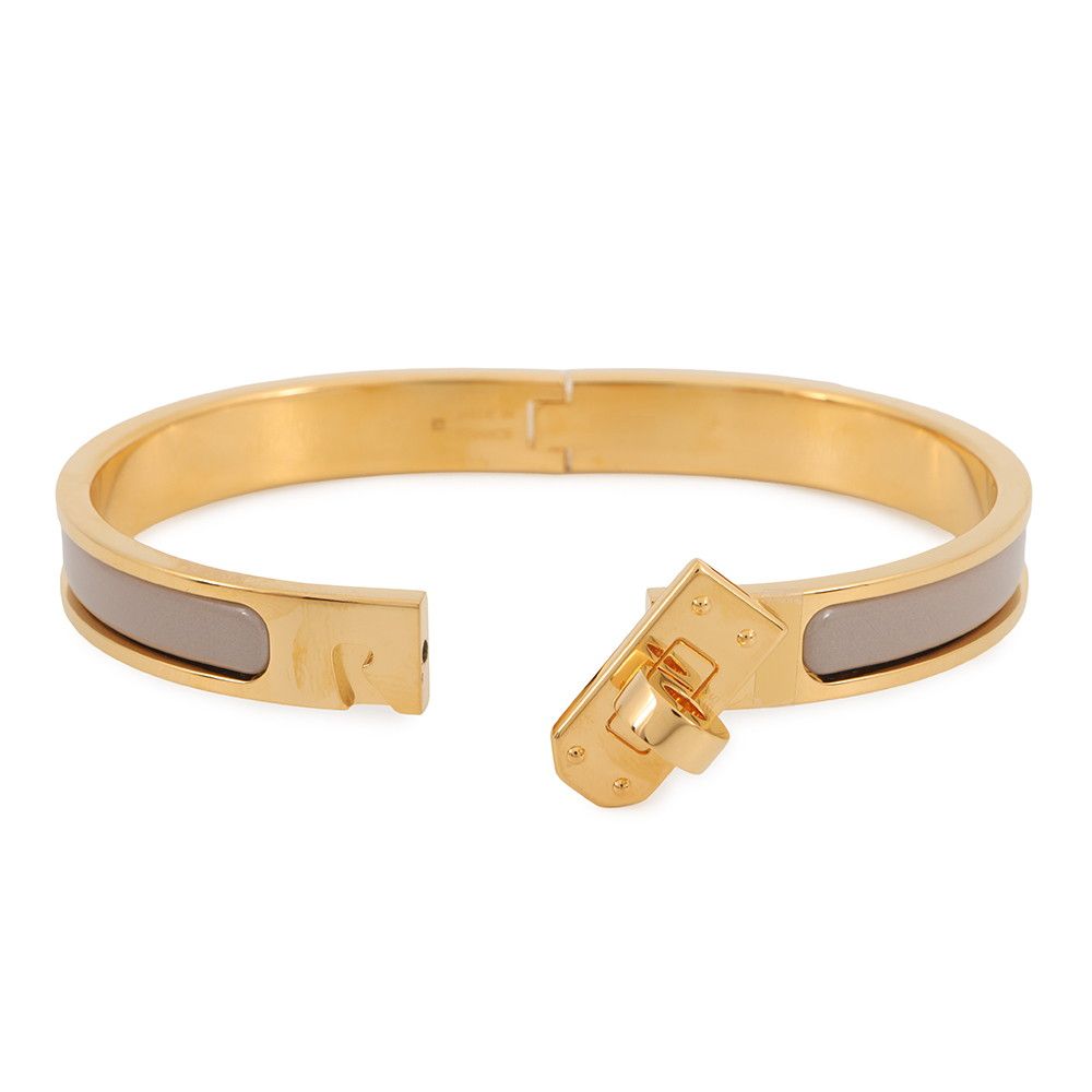 Hermes Bracelet Mini Click Kelly GM Enamel Brown Glace Gold — view 5