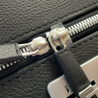 Hermes Carry Case Low Ring Mobility Suitcase Black Silver Taurillon Clemence — view 6