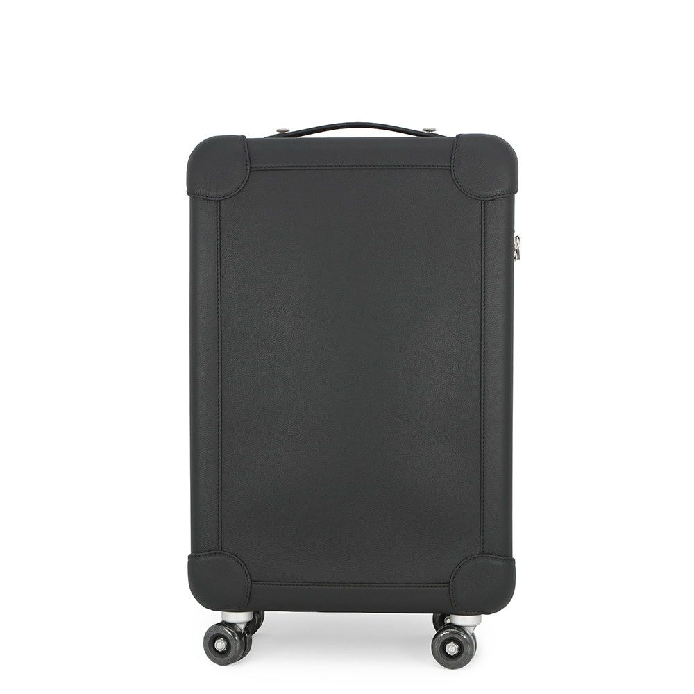 Hermes Carry Case Low Ring Mobility Suitcase Black Silver Taurillon Clemence