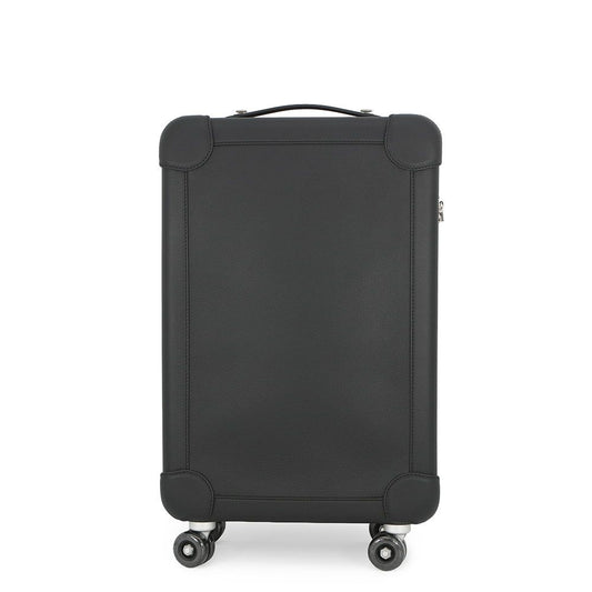 Hermes Carry Case Low Ring Mobility Suitcase Black Silver Taurillon Clemence