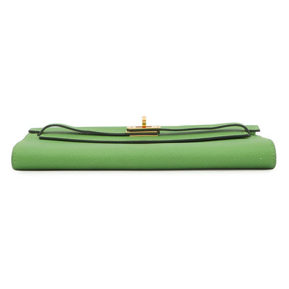 Hermes Kelly Wallet Long to Go Vert Yucca Gold — view 3