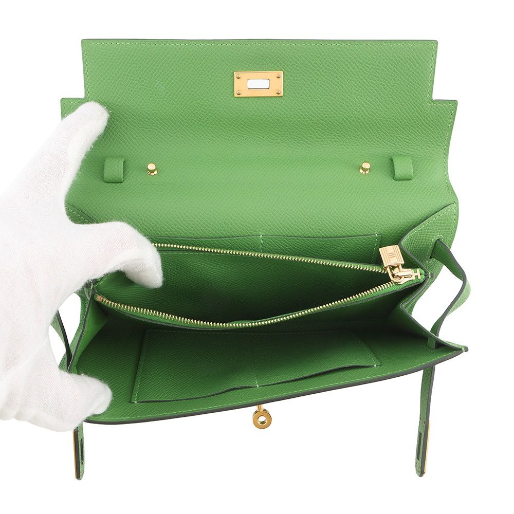 Hermes Kelly Wallet Long to Go Vert Yucca Gold — view 5