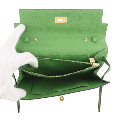 Hermes Kelly Wallet Long to Go Vert Yucca Gold — view 5