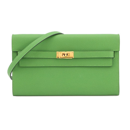 Hermes Kelly Wallet Long to Go Vert Yucca Gold