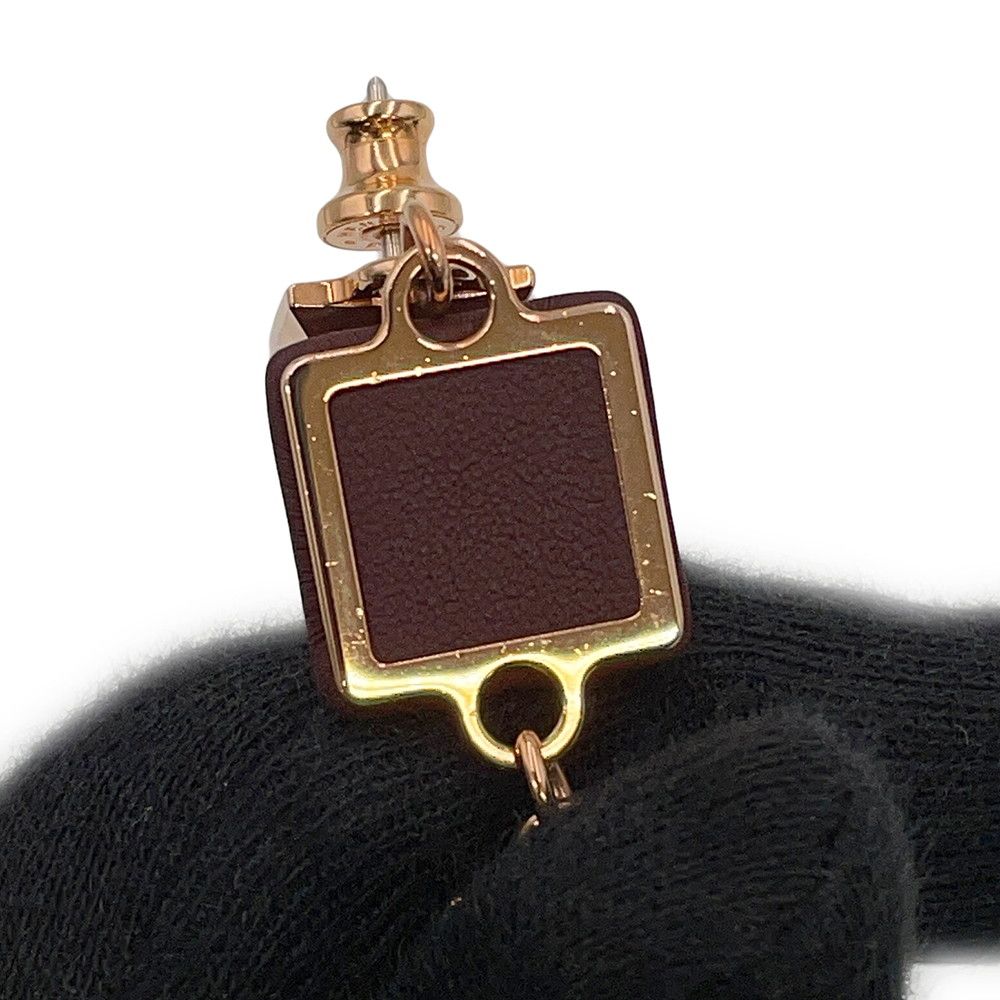 Hermes Earrings Disco Faubourg Bordeaux Pink Gold Swift Metal — view 7