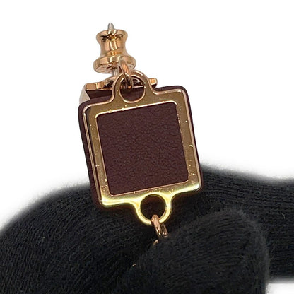 Hermes Earrings Disco Faubourg Bordeaux Pink Gold Swift Metal — view 7