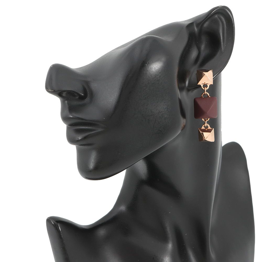 Hermes Earrings Disco Faubourg Bordeaux Pink Gold Swift Metal — view 4