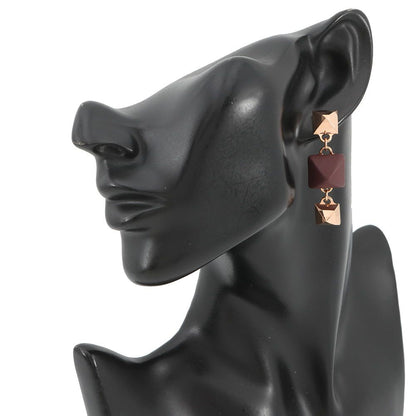 Hermes Earrings Disco Faubourg Bordeaux Pink Gold Swift Metal — view 4