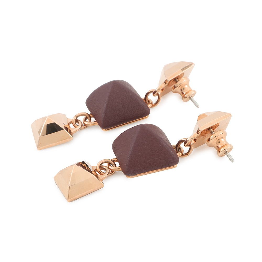 Hermes Earrings Disco Faubourg Bordeaux Pink Gold Swift Metal — view 2