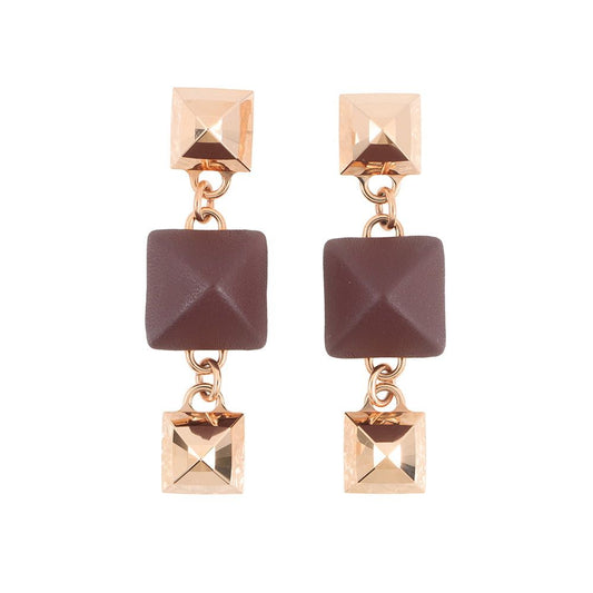 Hermes Earrings Disco Faubourg Bordeaux Pink Gold Swift Metal