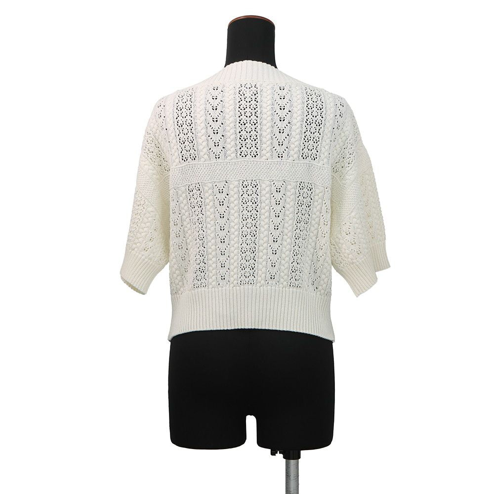 Chanel Knit CC Logo Cotton Short Sleeve CC 36 Top White Sweater — view 2