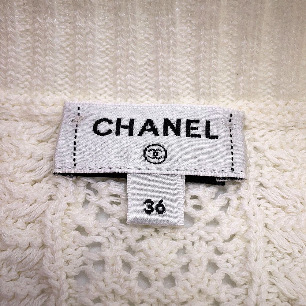 Chanel Knit CC Logo Cotton Short Sleeve CC 36 Top White Sweater — view 5