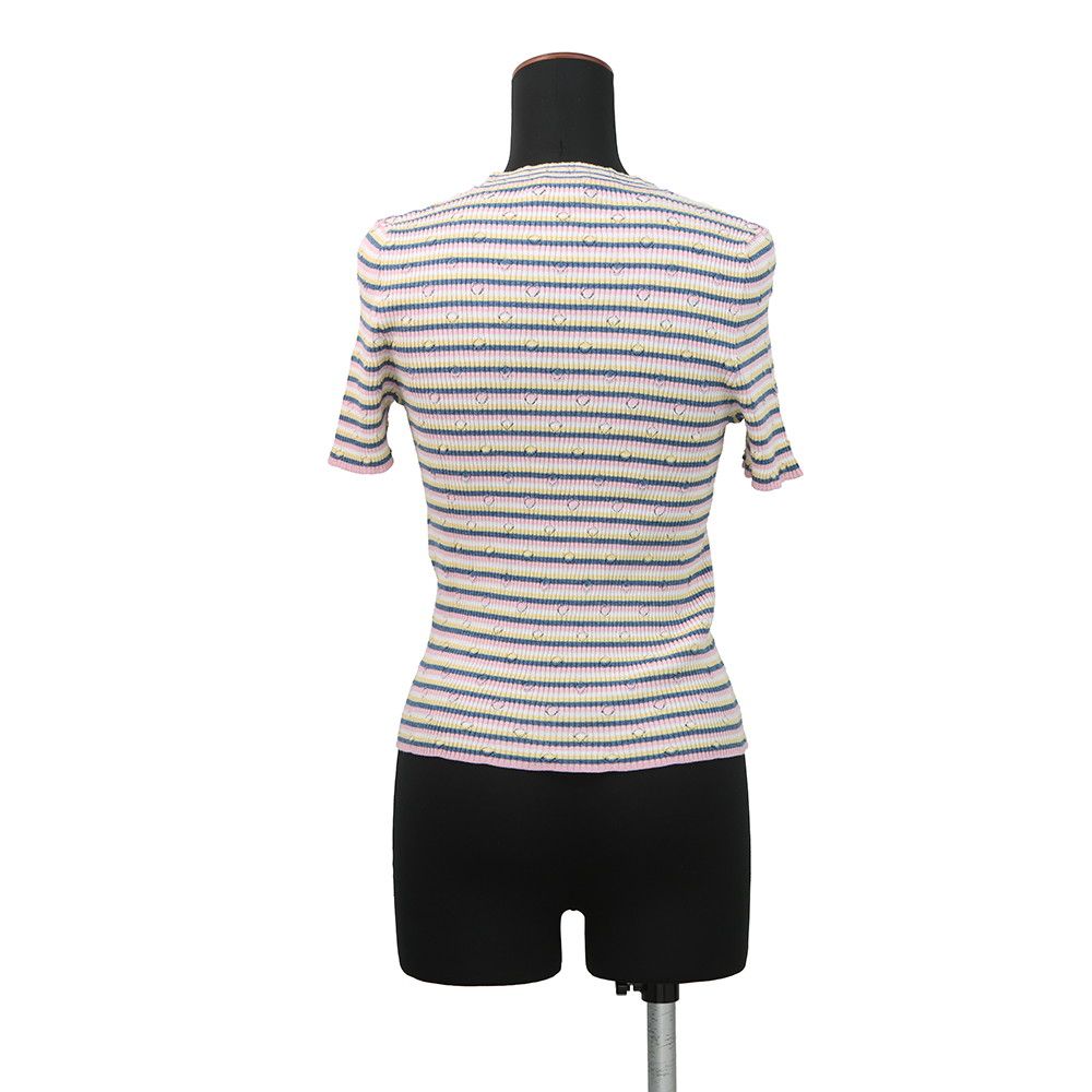 Chanel Knit Logo Border Short Sleeve 38 Top Sweater — view 2