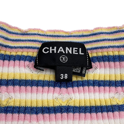 Chanel Knit Logo Border Short Sleeve 38 Top Sweater — view 5
