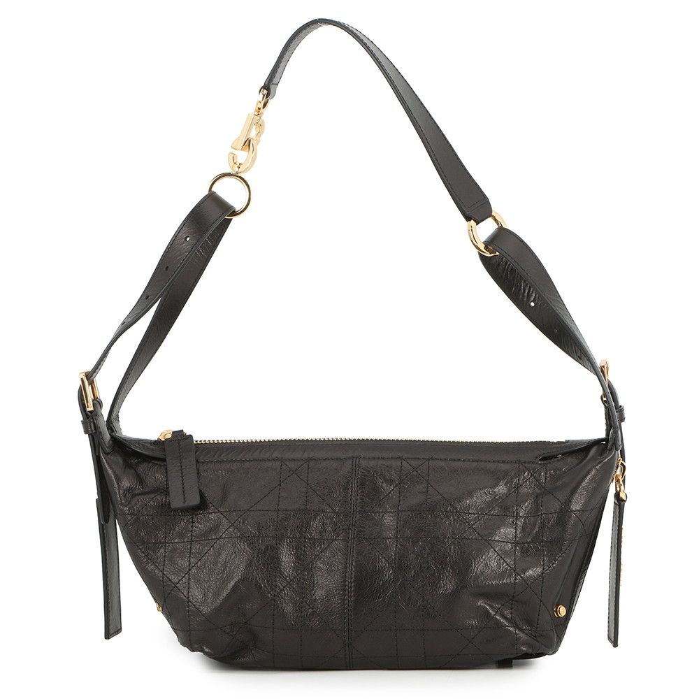 Dior Shoulder Bag Flat Macro Cannage D-journey Black