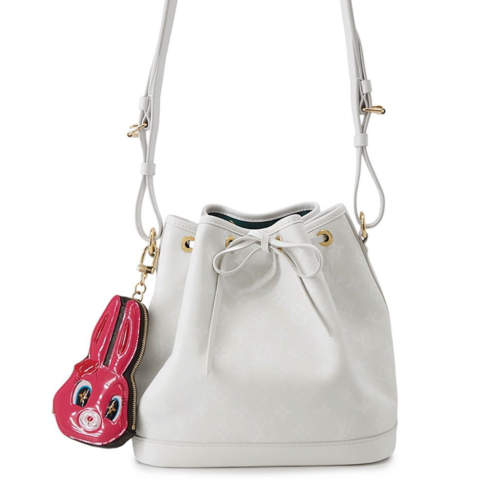 Louis Vuitton Shoulder Bag Leather Monogram Petit Noe White