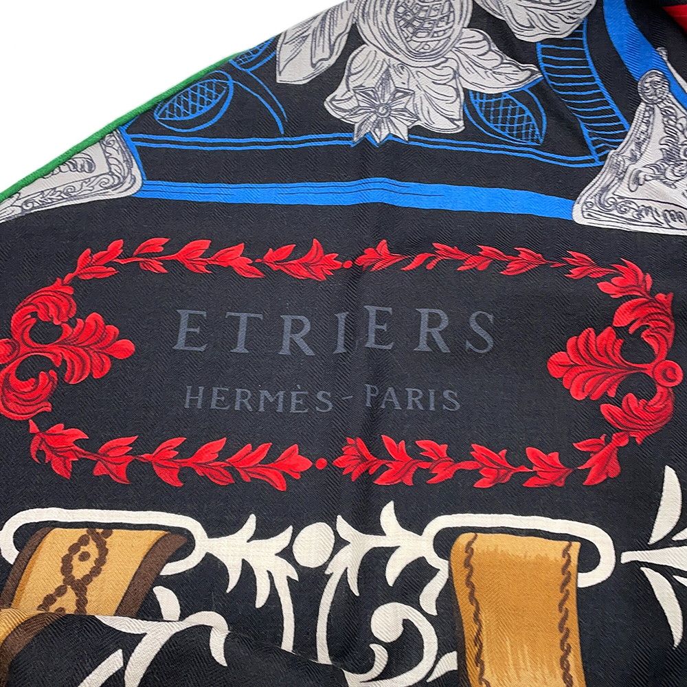 Hermes Shawl Triangle Jean Stirrup Remix Etriers Cashmere Silk Scarf — view 2
