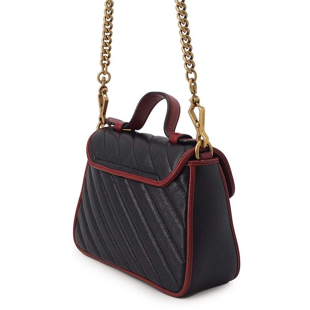 Gucci GG Marmont Mini Top Handle Leather 2-Way Shoulder Bag Black — view 2