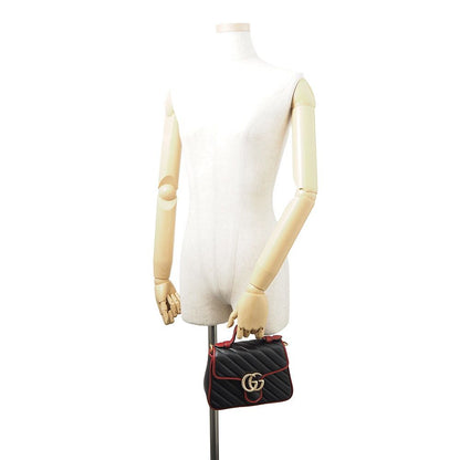 Gucci GG Marmont Mini Top Handle Leather 2-Way Shoulder Bag Black — view 4