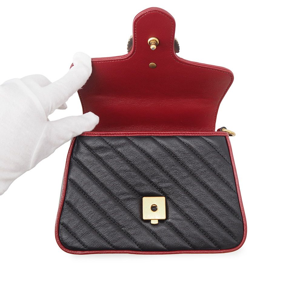 Gucci GG Marmont Mini Top Handle Leather 2-Way Shoulder Bag Black — view 6