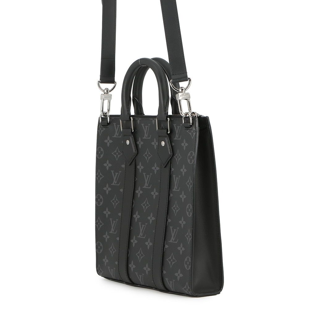 Louis Vuitton Monogram Eclipse Sac Plat Cross Bag 2-Way Shoulder Bag Black — view 2
