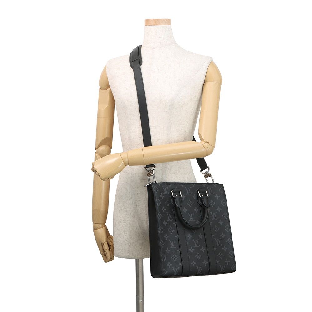 Louis Vuitton Monogram Eclipse Sac Plat Cross Bag 2-Way Shoulder Bag Black — view 5