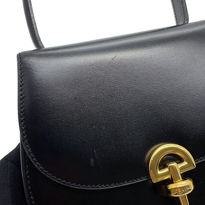 Celine Vintage Leather 2-Way Shoulder Bag Black — view 7