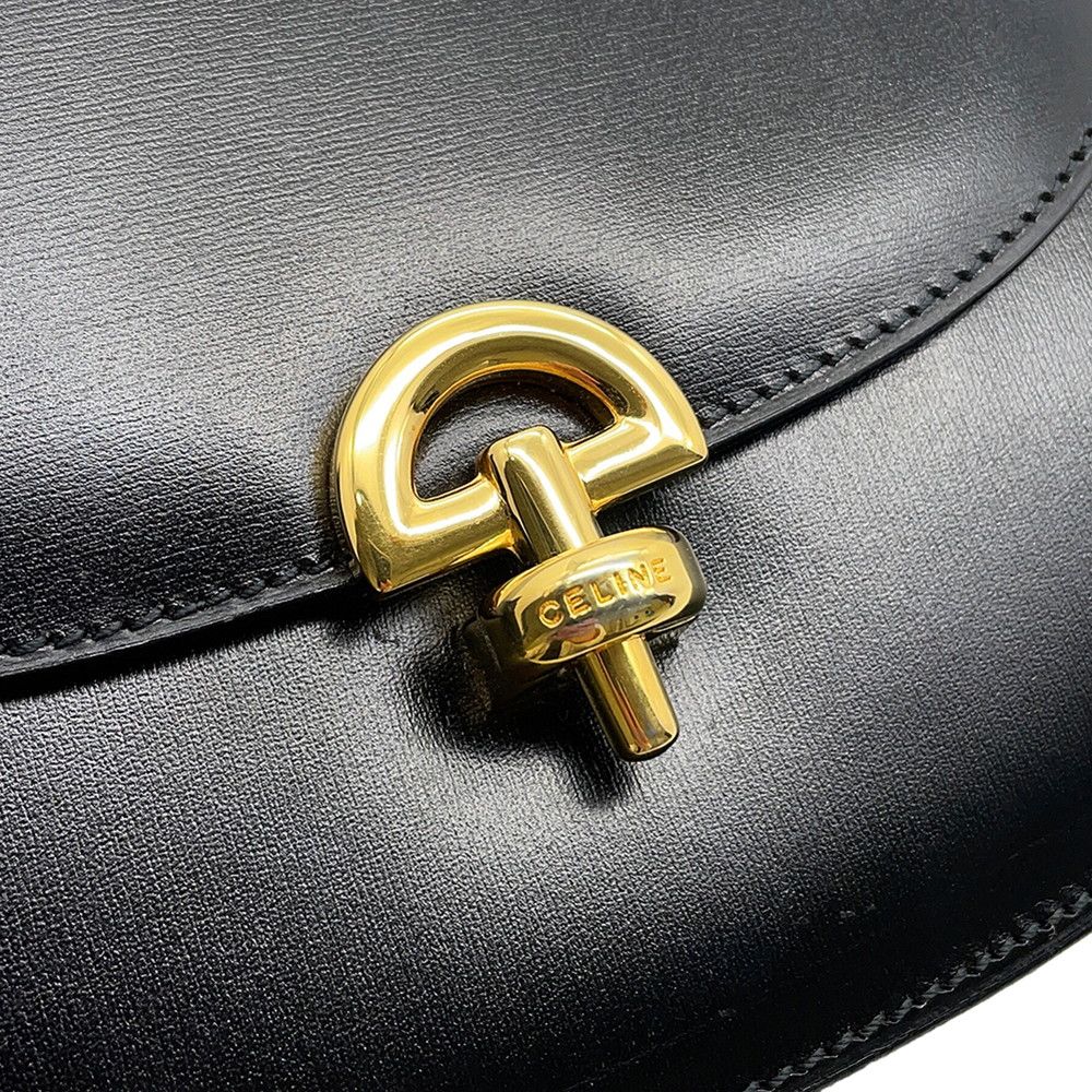Celine Vintage Leather 2-Way Shoulder Bag Black — view 9