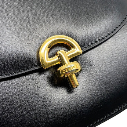 Celine Vintage Leather 2-Way Shoulder Bag Black — view 9