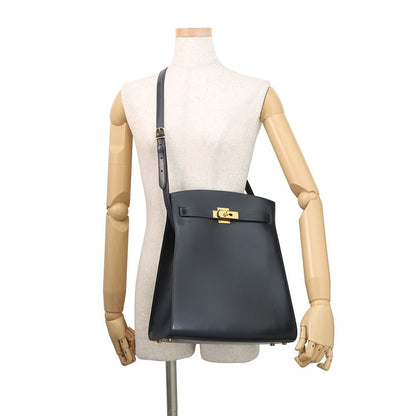 Hermes Handbag Kelly Sports GM Blue Indigo Gold Box Calf — view 4
