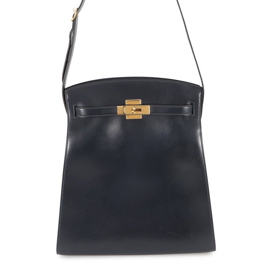 Hermes Handbag Kelly Sports GM Blue Indigo Gold Box Calf
