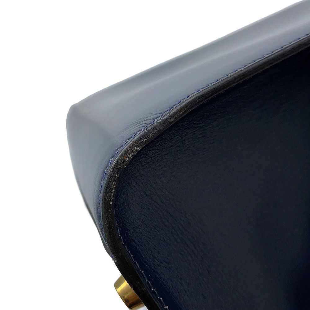 Hermes Handbag Kelly Sports GM Blue Indigo Gold Box Calf — view 7
