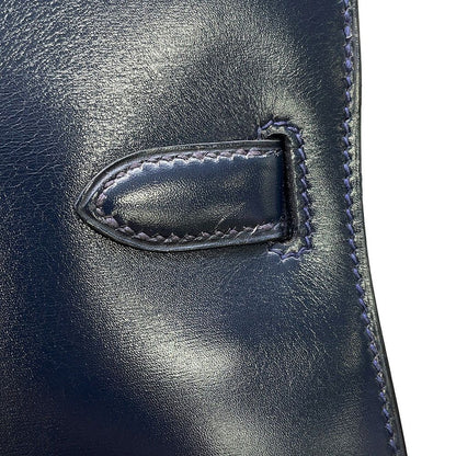 Hermes Handbag Kelly Sports GM Blue Indigo Gold Box Calf — view 9
