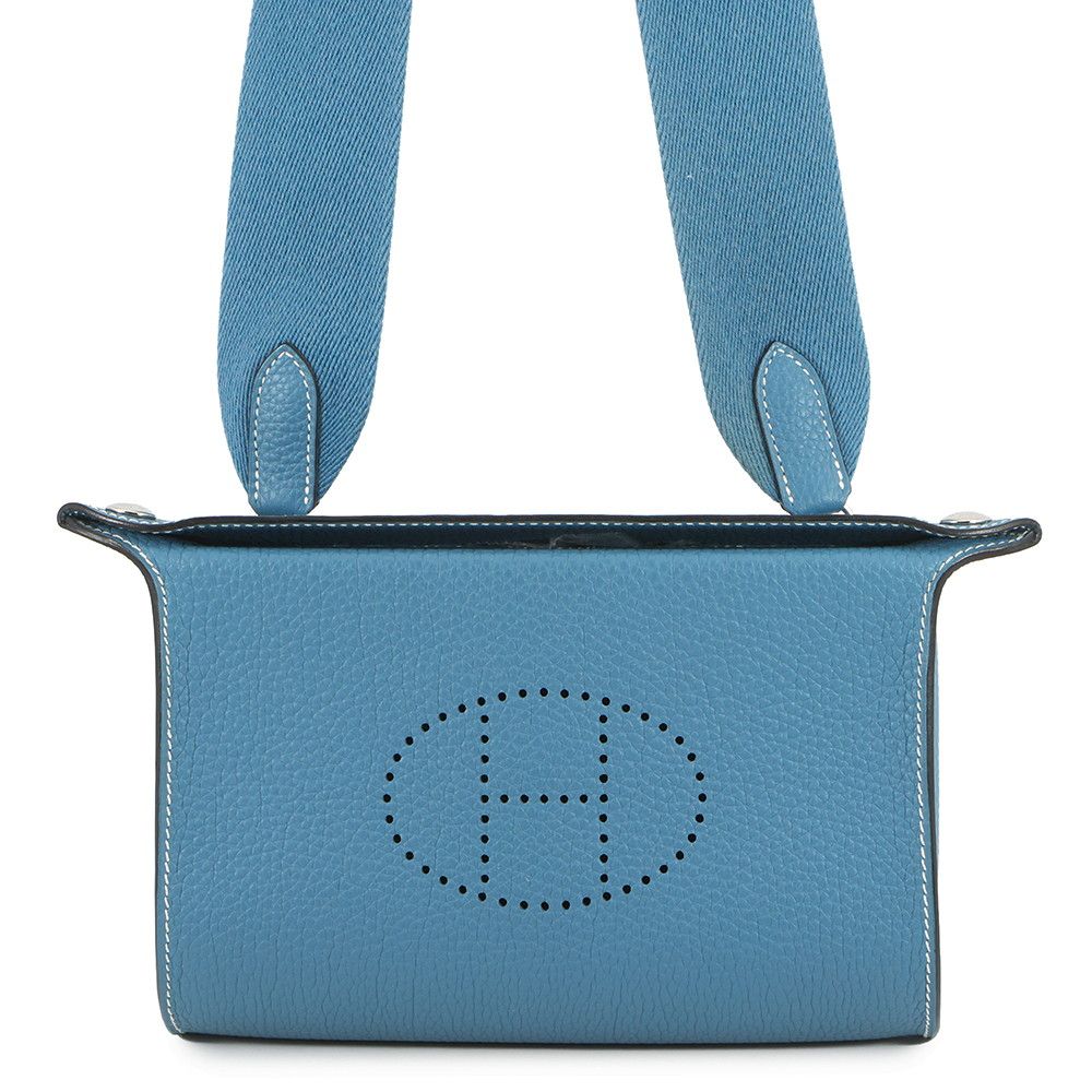 Hermes Shoulder Bag Vidopoche New Blue Jean Silver Togo