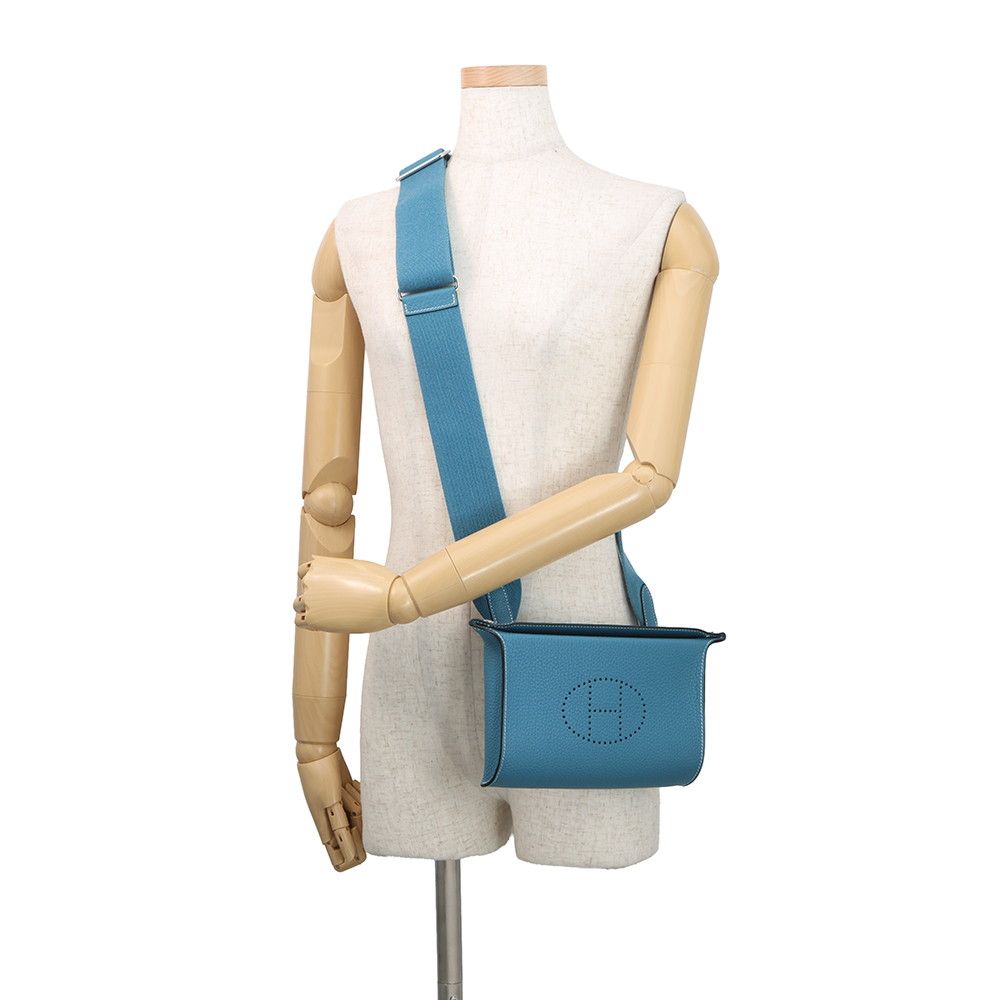Hermes Shoulder Bag Vidopoche New Blue Jean Silver Togo — view 4