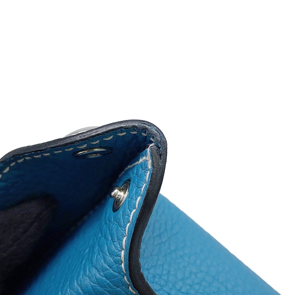 Hermes Shoulder Bag Vidopoche New Blue Jean Silver Togo — view 6