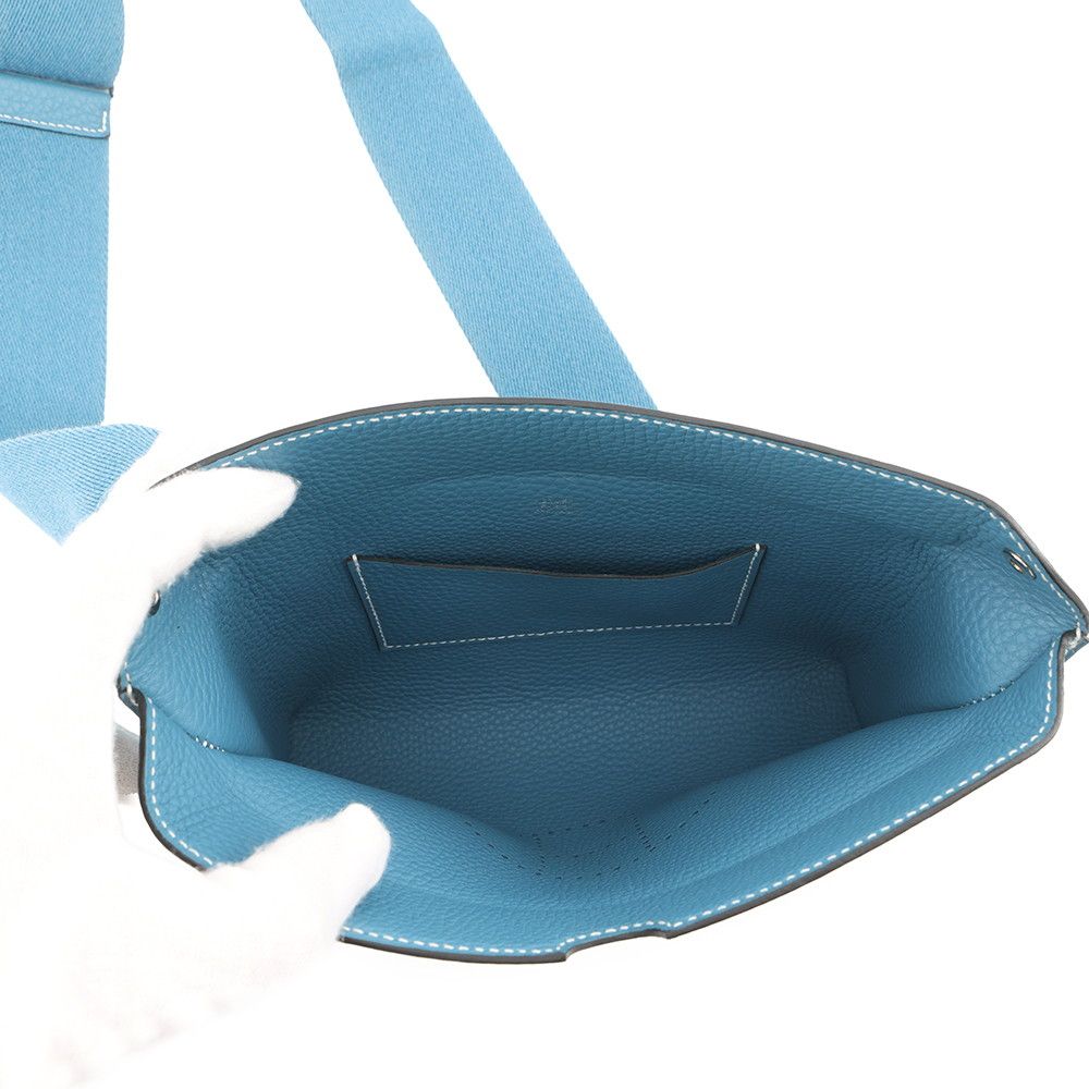 Hermes Shoulder Bag Vidopoche New Blue Jean Silver Togo — view 5