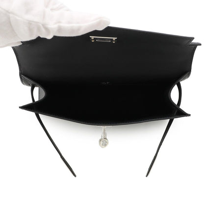 Hermes Handbag Pochette Kelly Black Silver Swift — view 5