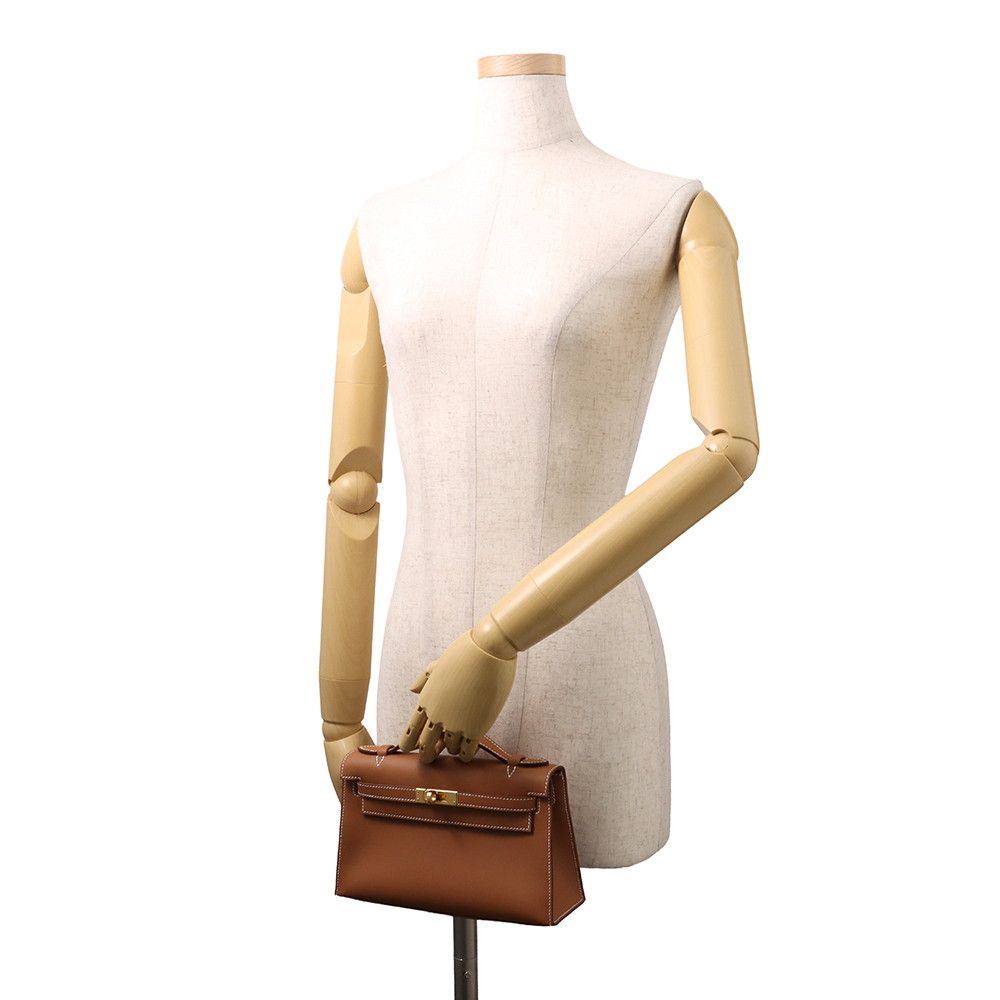 Hermes Handbag Pochette Kelly Gold Swift — view 4