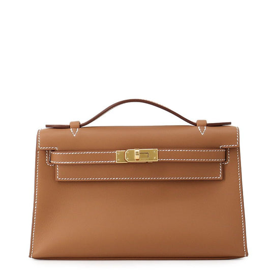 Hermes Handbag Pochette Kelly Gold Swift