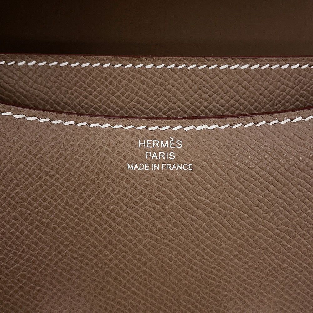 Hermes Shoulder Bag Mini Constance 3 Miloire Etoupe Silver Epsom — view 7