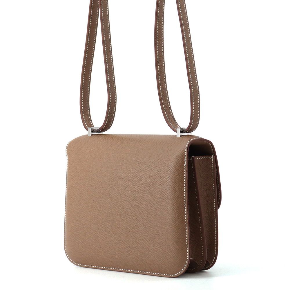 Hermes Shoulder Bag Mini Constance 3 Miloire Etoupe Silver Epsom — view 2