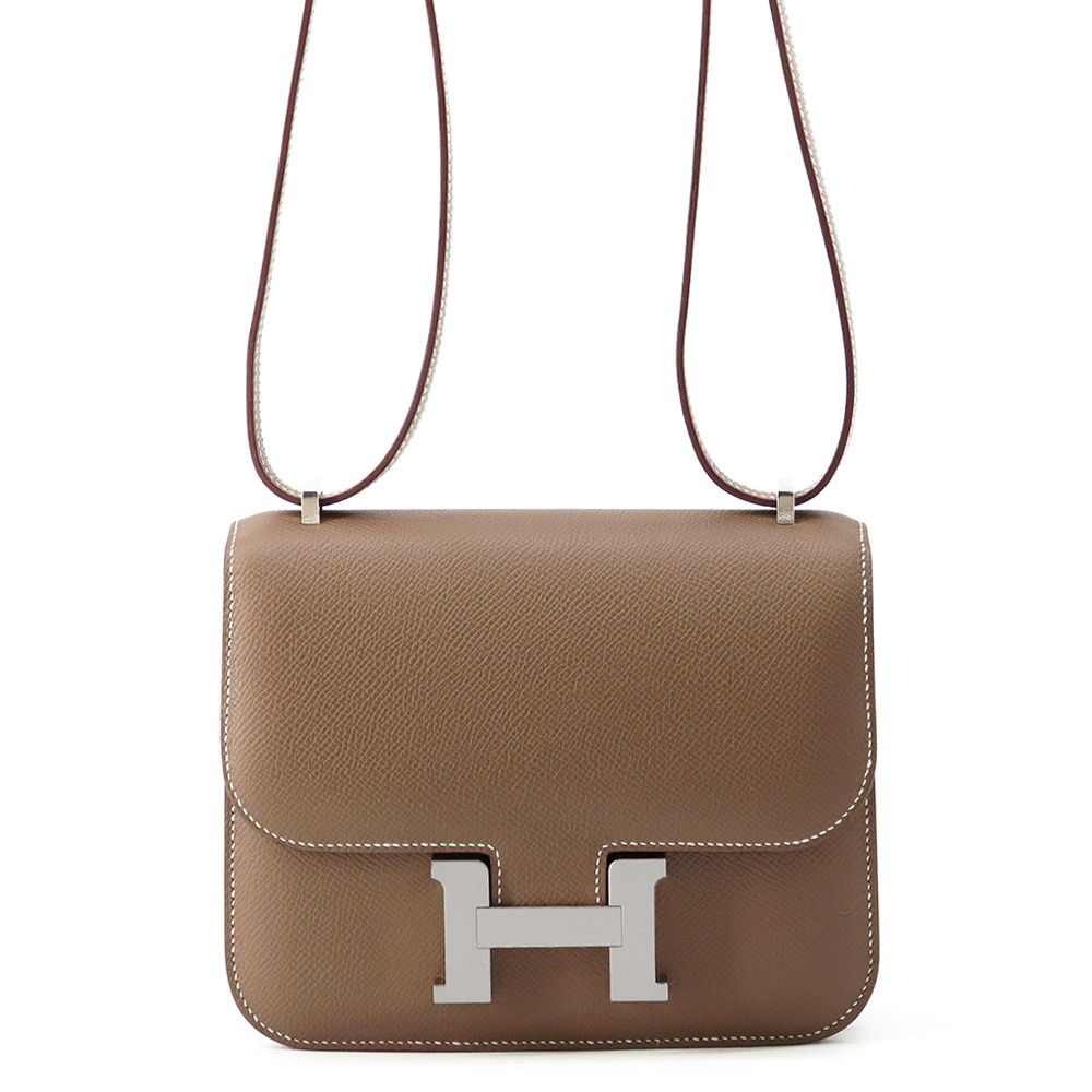 Hermes Shoulder Bag Mini Constance 3 Miloire Etoupe Silver Epsom