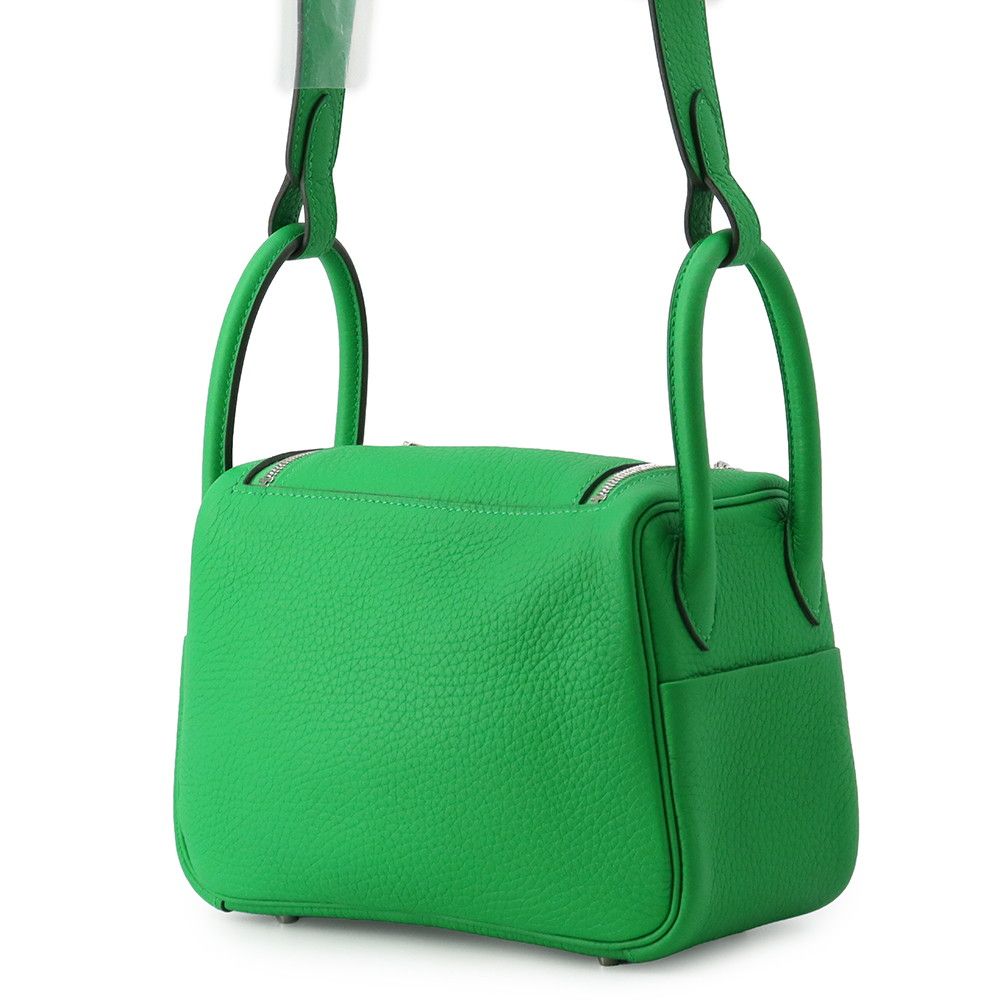 Hermes Lindy Mini Bamboo Silver Taurillon Clemence 2-Way Shoulder — view 2