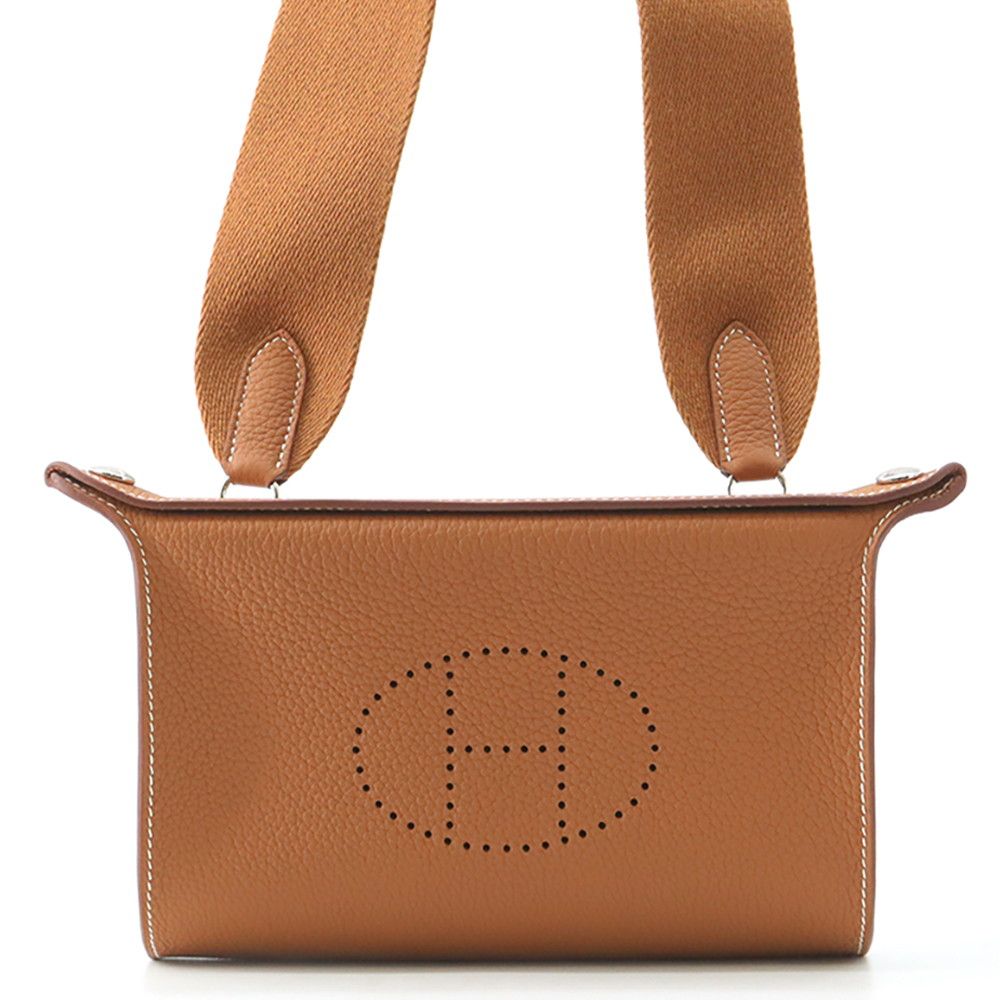 Hermes Lumes Shoulder Bag Vidopoche Gold Silver Togo